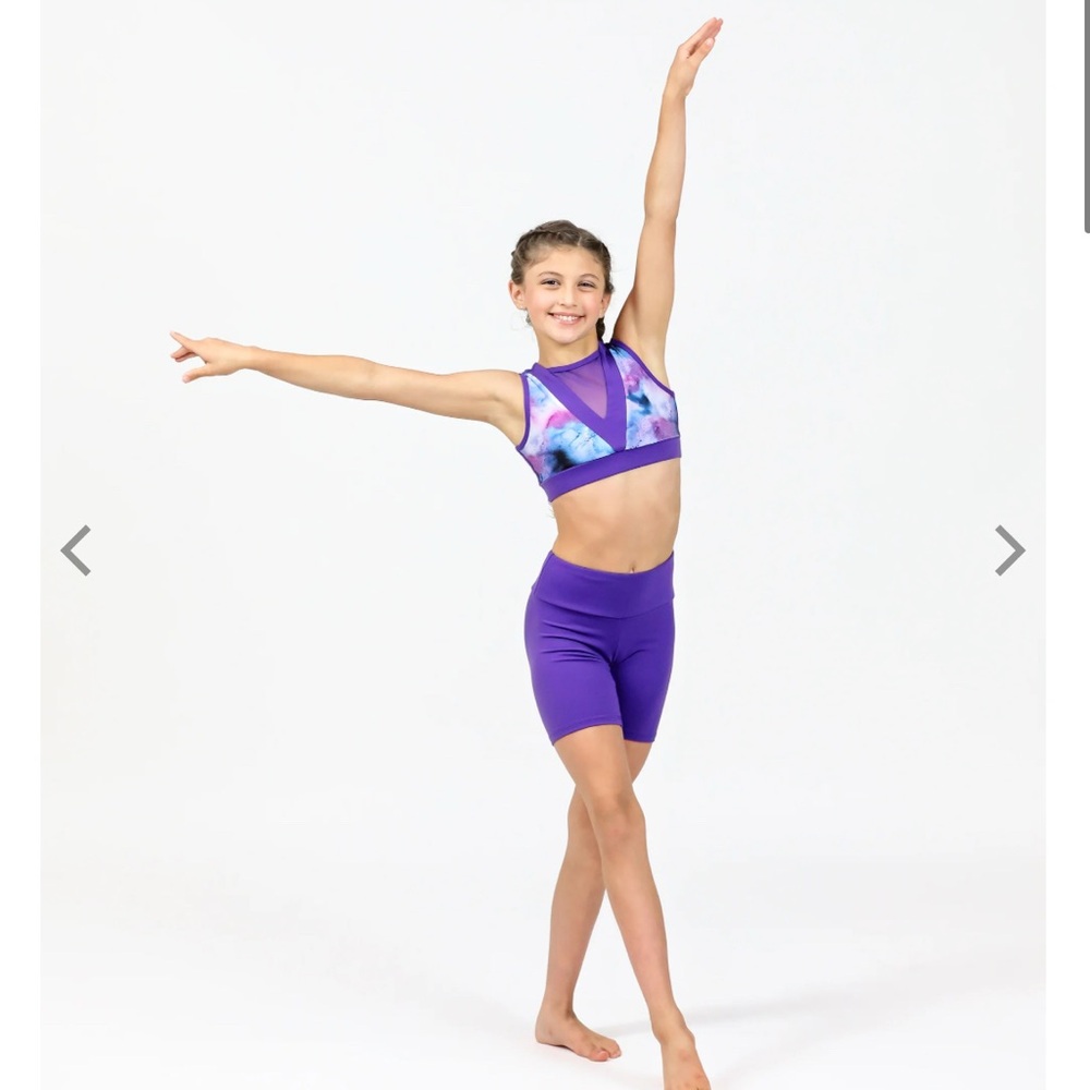 Purple Pixies dance shorts in purple